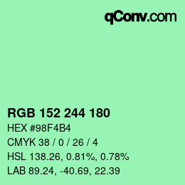 Color code: RGB 152 244 180 | qconv.com