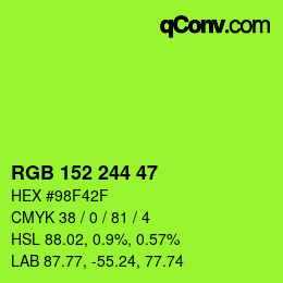 Color code: RGB 152 244 47 | qconv.com