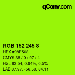 Color code: RGB 152 245 8 | qconv.com