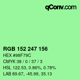 Color code: RGB 152 247 156 | qconv.com