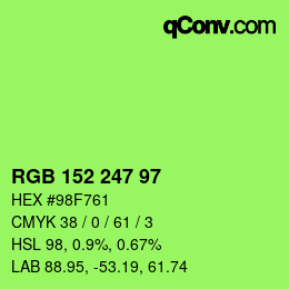 Color code: RGB 152 247 97 | qconv.com