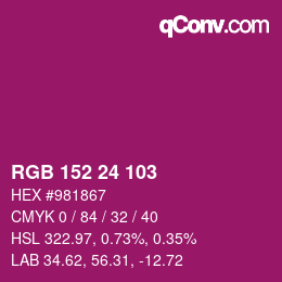 Color code: RGB 152 24 103 | qconv.com