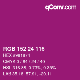 カラーコード: RGB 152 24 116 | qconv.com