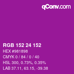 颜色代码: RGB 152 24 152 | qconv.com