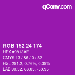 Color code: RGB 152 24 174 | qconv.com
