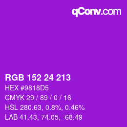 カラーコード: RGB 152 24 213 | qconv.com