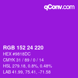 颜色代码: RGB 152 24 220 | qconv.com