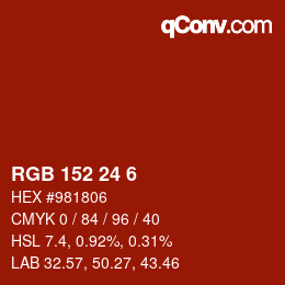 カラーコード: RGB 152 24 6 | qconv.com
