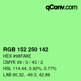 Color code: RGB 152 250 142 | qconv.com