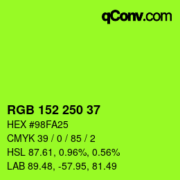 Color code: RGB 152 250 37 | qconv.com