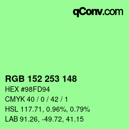Color code: RGB 152 253 148 | qconv.com