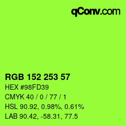 カラーコード: RGB 152 253 57 | qconv.com