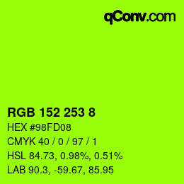 颜色代码: RGB 152 253 8 | qconv.com