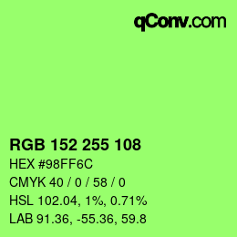 Color code: RGB 152 255 108 | qconv.com