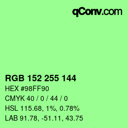 Color code: RGB 152 255 144 | qconv.com