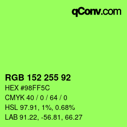 颜色代码: RGB 152 255 92 | qconv.com