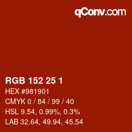 Color code: RGB 152 25 1 | qconv.com