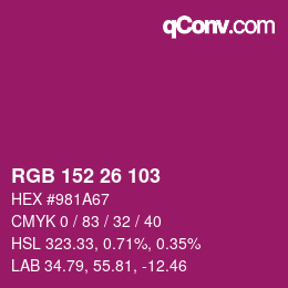 カラーコード: RGB 152 26 103 | qconv.com