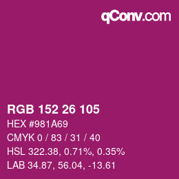 カラーコード: RGB 152 26 105 | qconv.com