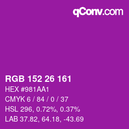 Color code: RGB 152 26 161 | qconv.com