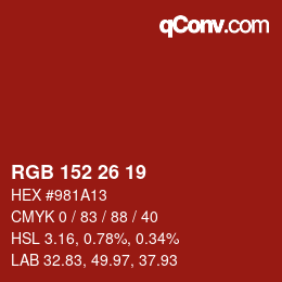 Color code: RGB 152 26 19 | qconv.com