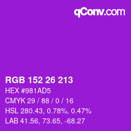 Color code: RGB 152 26 213 | qconv.com