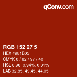 Color code: RGB 152 27 5 | qconv.com