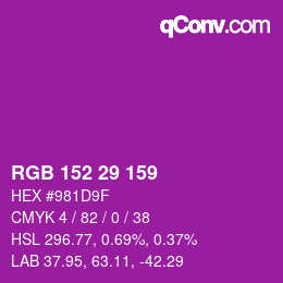 カラーコード: RGB 152 29 159 | qconv.com