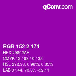 カラーコード: RGB 152 2 174 | qconv.com