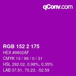 Color code: RGB 152 2 175 | qconv.com