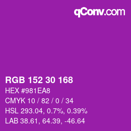 Color code: RGB 152 30 168 | qconv.com