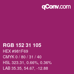 Color code: RGB 152 31 105 | qconv.com