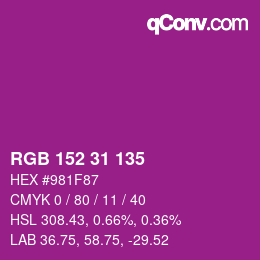 Color code: RGB 152 31 135 | qconv.com
