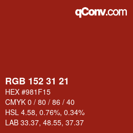 Color code: RGB 152 31 21 | qconv.com