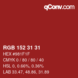 Color code: RGB 152 31 31 | qconv.com