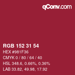 Color code: RGB 152 31 54 | qconv.com