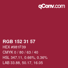 Color code: RGB 152 31 57 | qconv.com