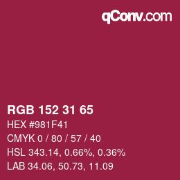 Color code: RGB 152 31 65 | qconv.com