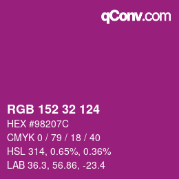 Color code: RGB 152 32 124 | qconv.com