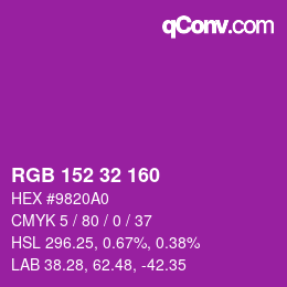 Color code: RGB 152 32 160 | qconv.com