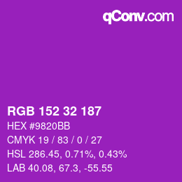 カラーコード: RGB 152 32 187 | qconv.com