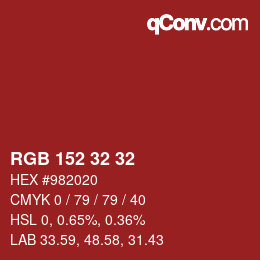 Color code: RGB 152 32 32 | qconv.com