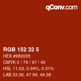 Color code: RGB 152 32 5 | qconv.com