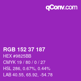 カラーコード: RGB 152 37 187 | qconv.com