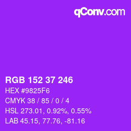 Color code: RGB 152 37 246 | qconv.com