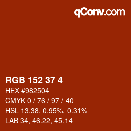 カラーコード: RGB 152 37 4 | qconv.com