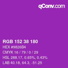 Color code: RGB 152 38 180 | qconv.com