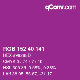 カラーコード: RGB 152 40 141 | qconv.com