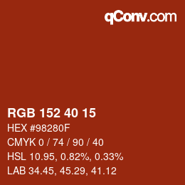 カラーコード: RGB 152 40 15 | qconv.com