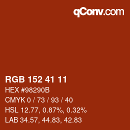 Color code: RGB 152 41 11 | qconv.com